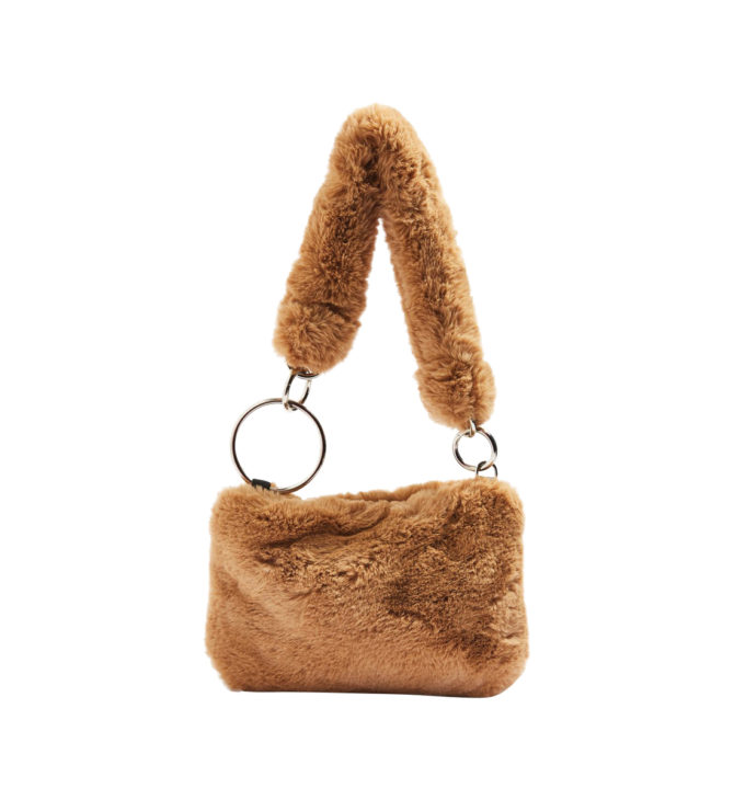 Sac Cabas Vintage Fourrure Rase - Poils Animal Gris Noir Blanc - Occasion TBE