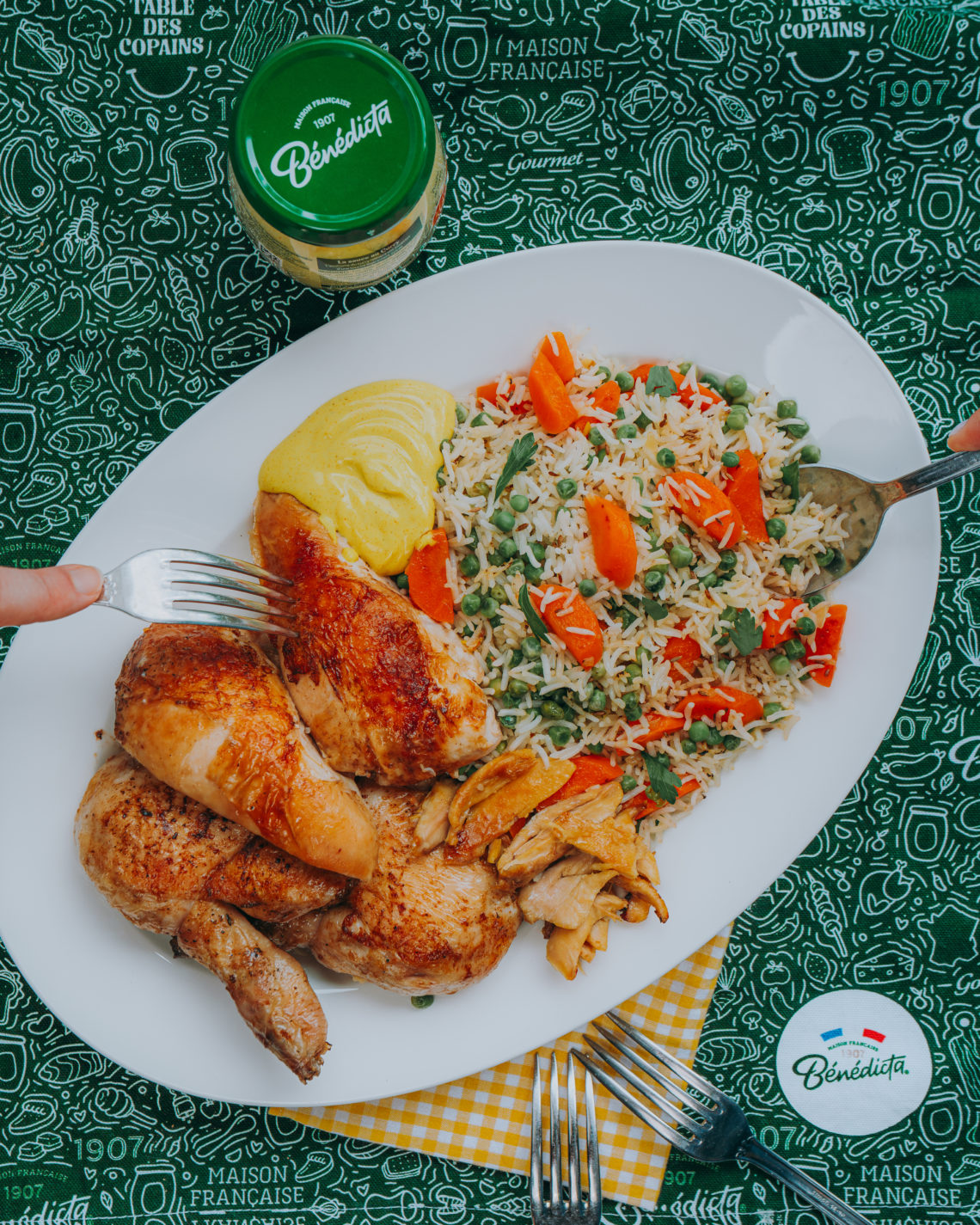 Roti Riz Recette : poulet rôti, riz sauté et sauce Gourmet au Curry Bénédicta ...